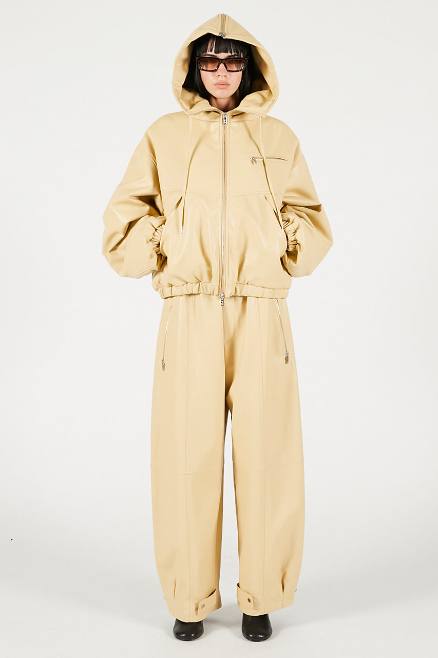 Faux Leather Padded Trucker Jacket - 2025 WINTER