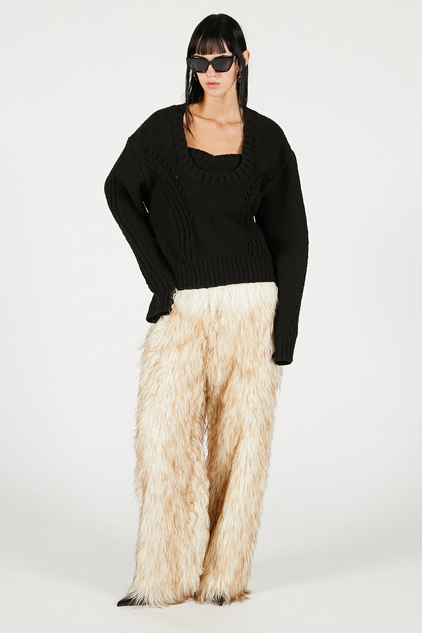 Fur Trim Pants