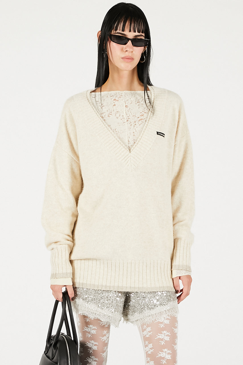 Angora Wool V-Neck Knit - 2025 WINTER