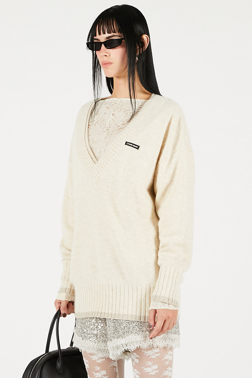 Angora Wool V-Neck Knit - 2025 WINTER