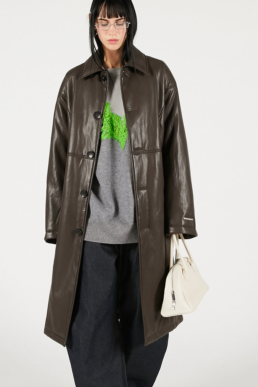 Vegan Leather Overlong Coat