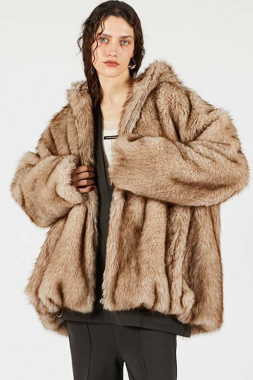 Fake Fur Hooded Hoodie - 2025 WINTER