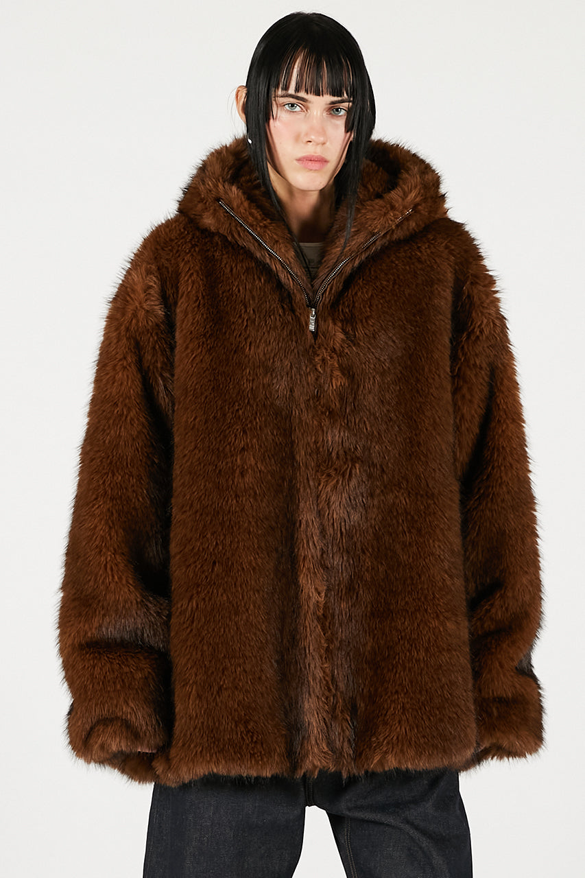 Fake Fur Hooded Hoodie - 2025 WINTER