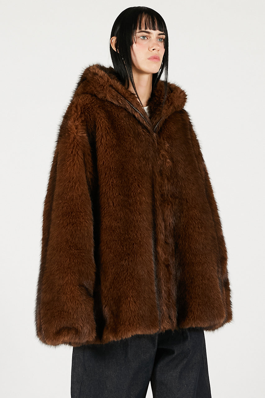 Fake Fur Hooded Hoodie - 2025 WINTER