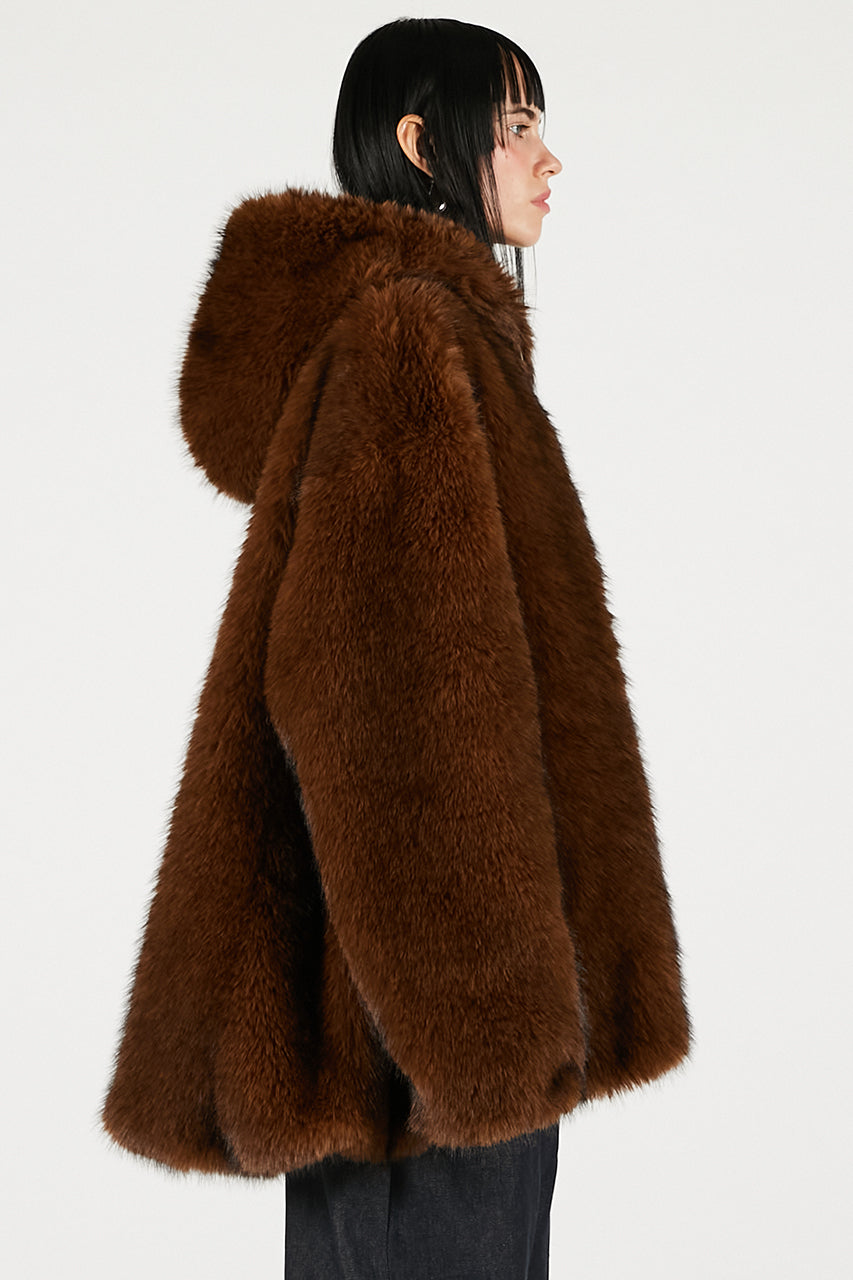 Fake Fur Hooded Hoodie - 2025 WINTER
