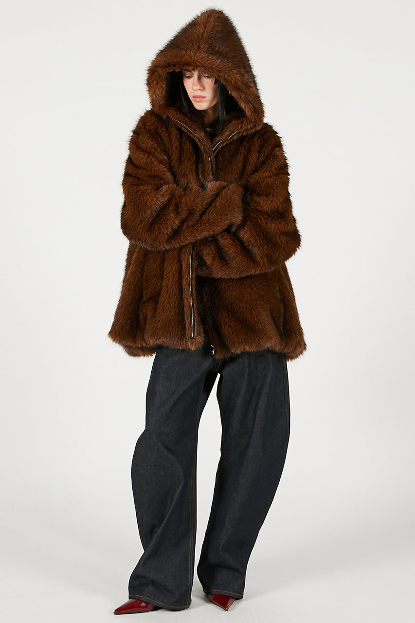 Fake Fur Hooded Hoodie - 2025 WINTER
