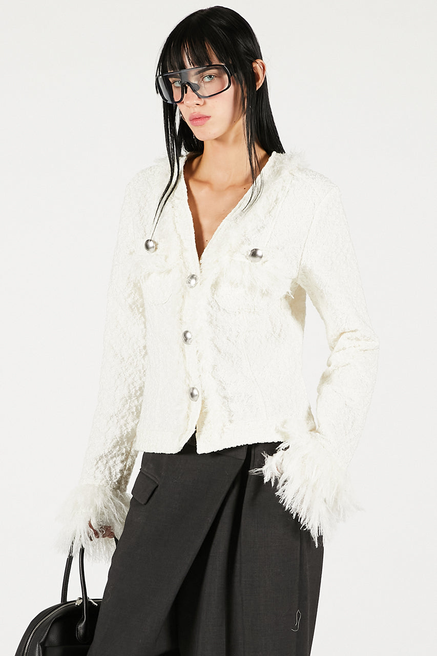 Fringe Jacquard Cardigan