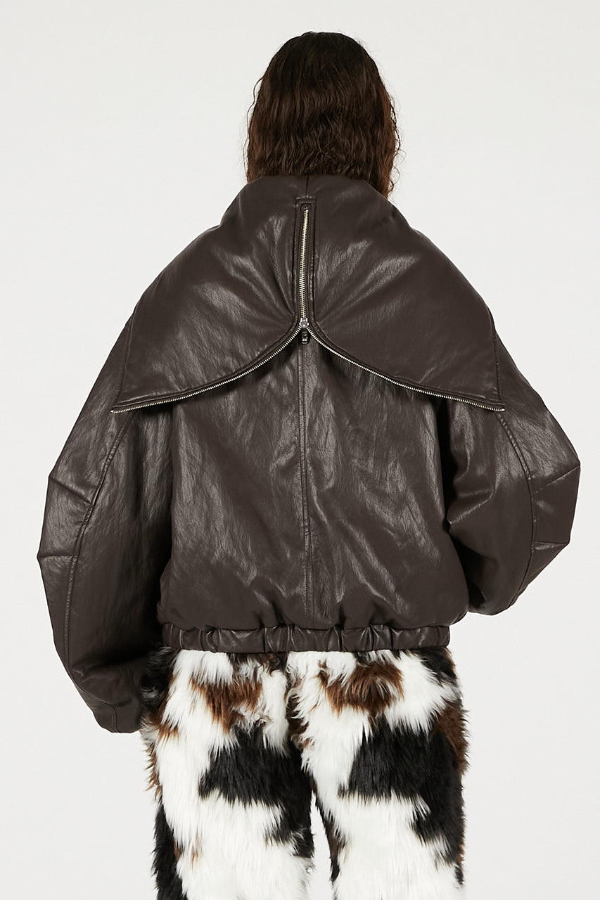 Faux Leather Padded Trucker Jacket - 2025 WINTER