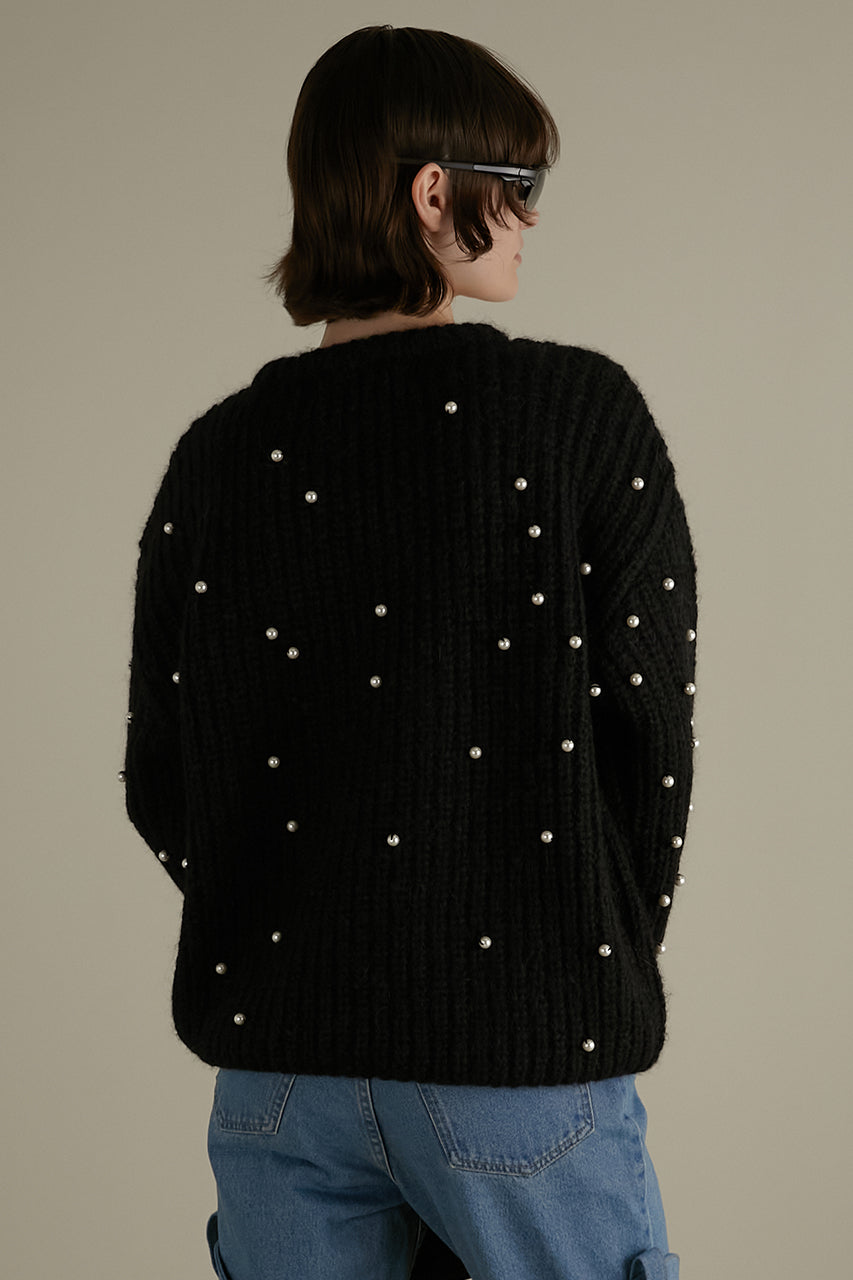 Pearl Embellished Moheair-Alpaca Sweater