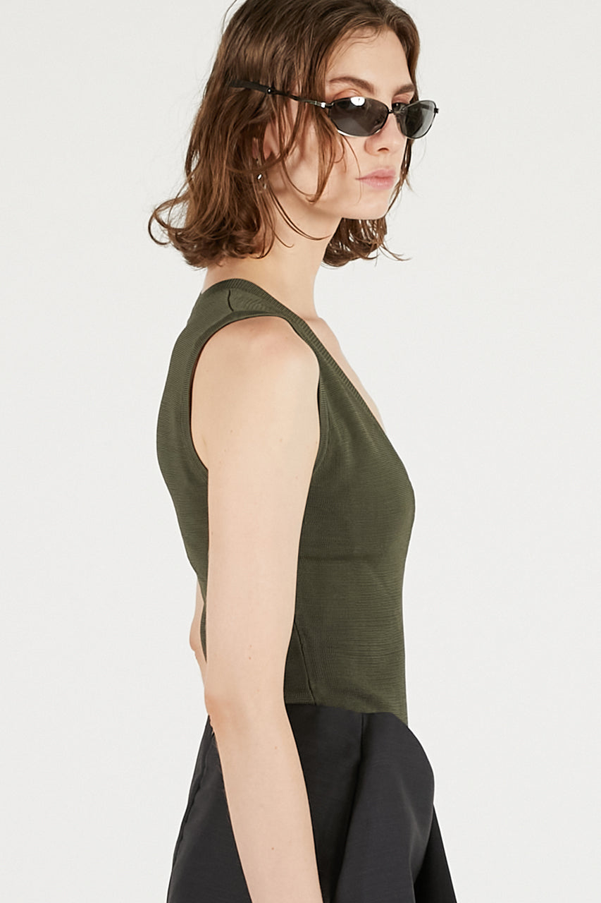 Deep V Neck Bodysuit Moss