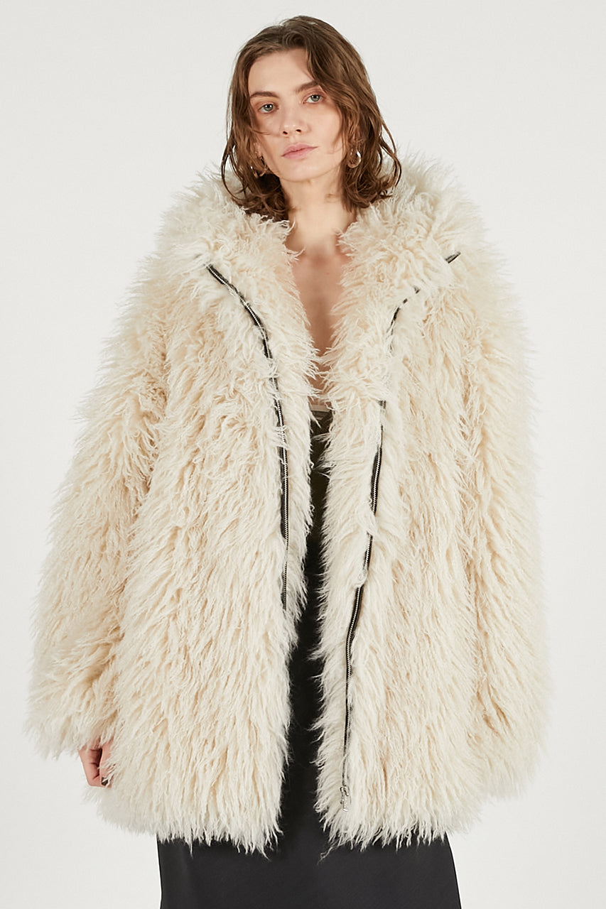 Fake Fur Hooded Hoodie - 2025 WINTER