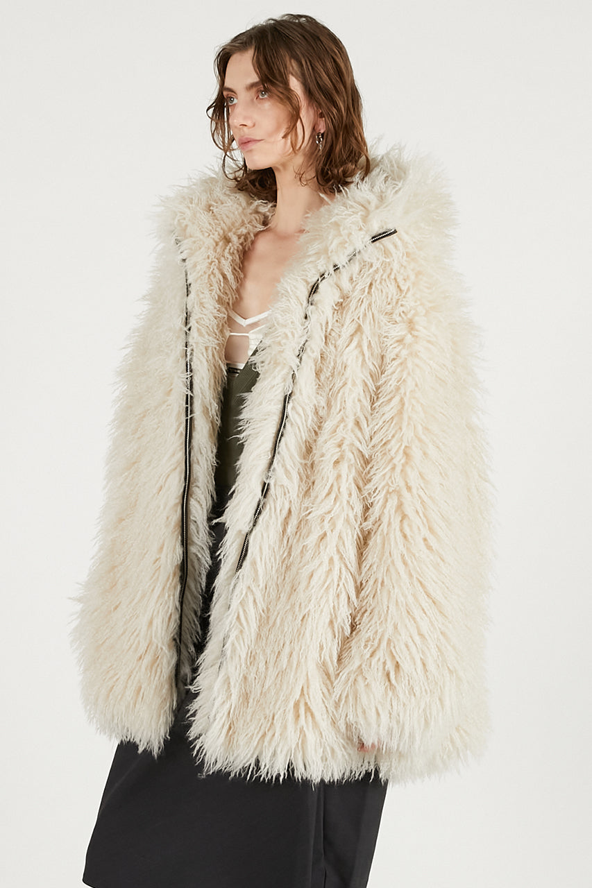 Fake Fur Hooded Hoodie - 2025 WINTER