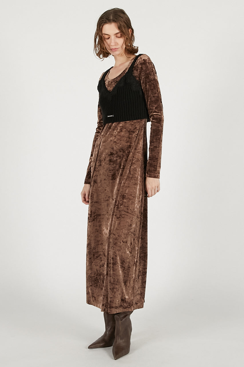 Knit Combination Velour One-Piece - 2025 WINTER