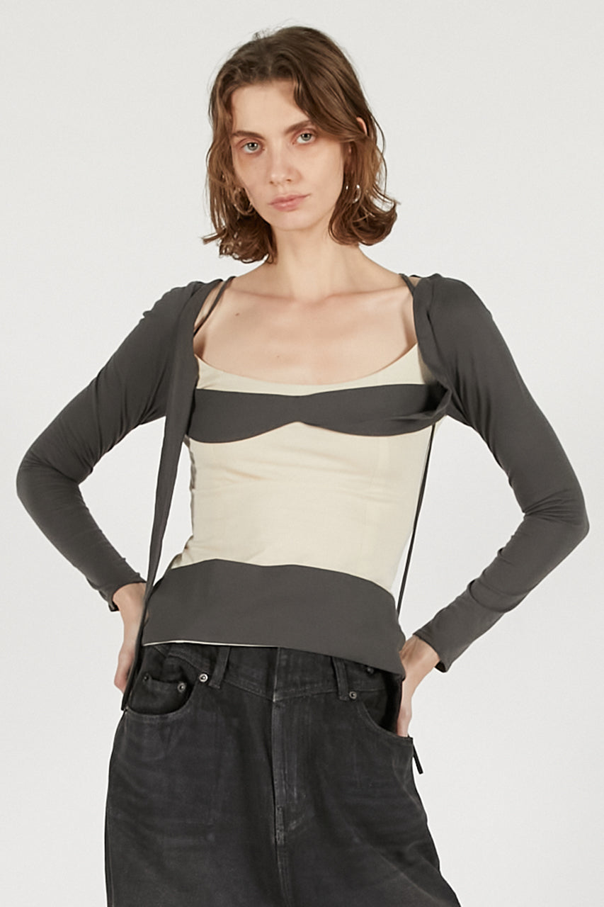 Bianco Long Sleeves Grey Top