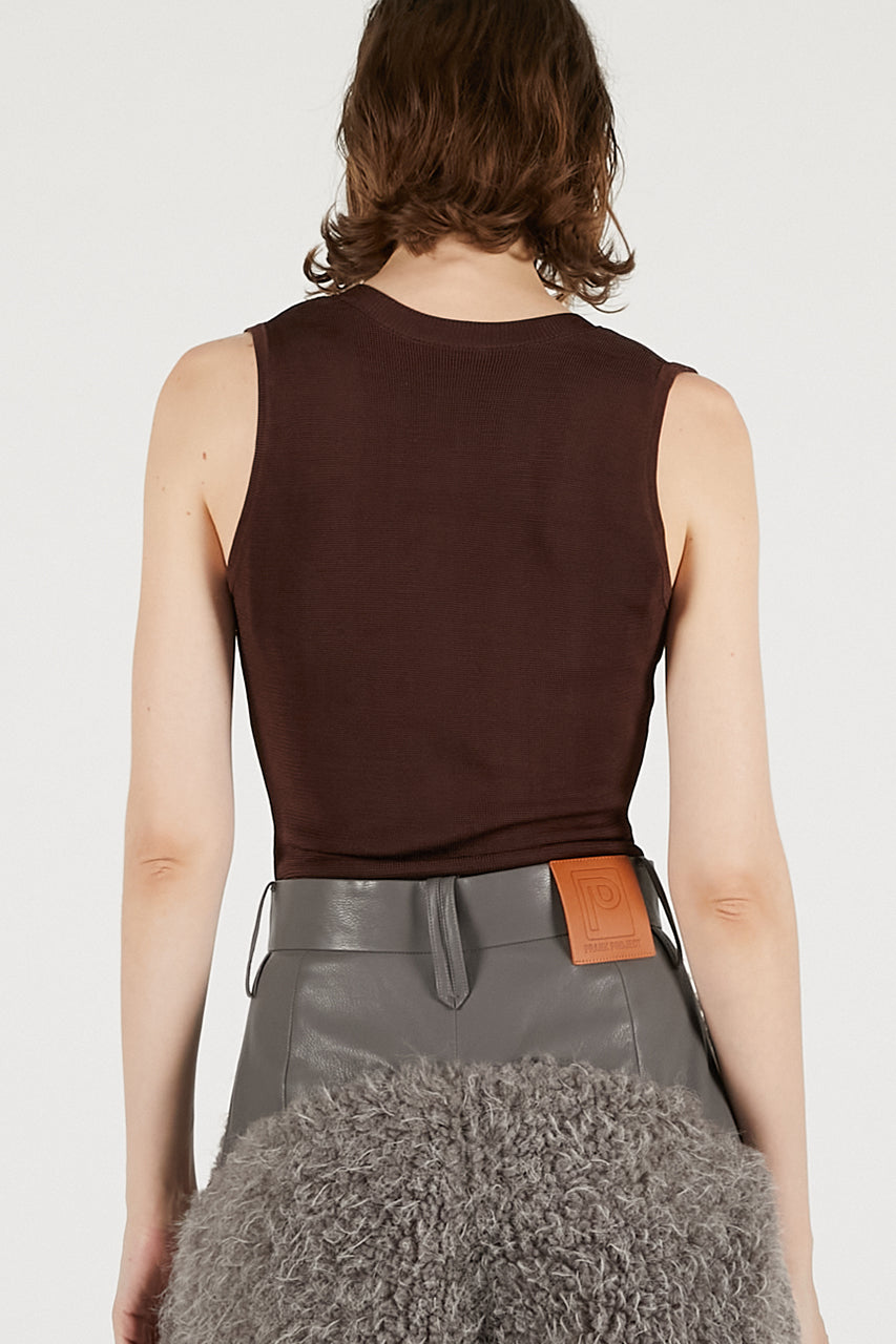 Deep V Neck Bodysuit Chocolate