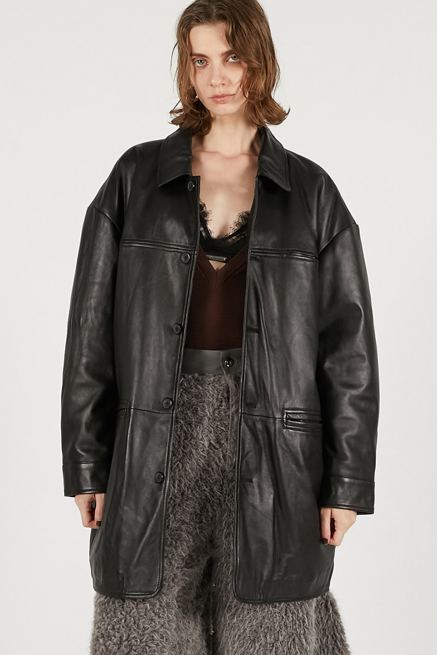 Padded Leather Car Coat