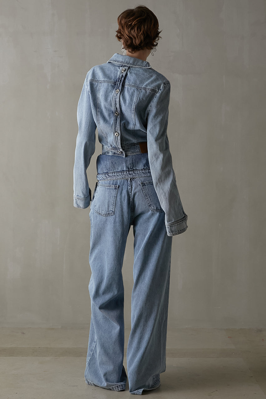 Asymmetric Neck Denim Jacket