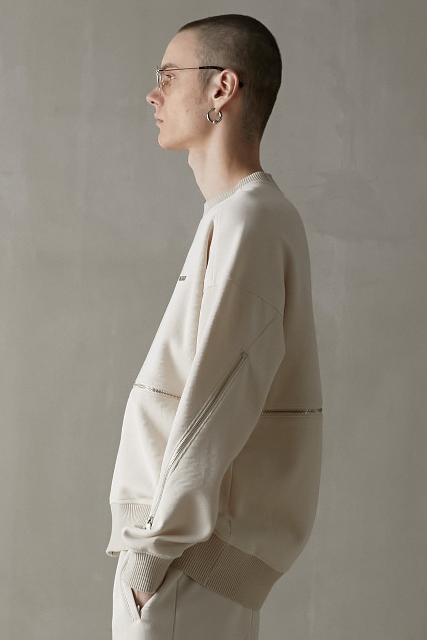 【23AUTUMN PRE ORDER】Zipper Slit Ribbed Cardboard Knit Top