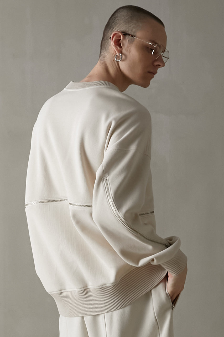【23AUTUMN PRE ORDER】Zipper Slit Ribbed Cardboard Knit Top
