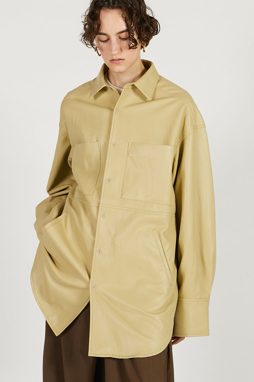 fake leather over shirt(フェイクレザーオーバーシャツ) 予約