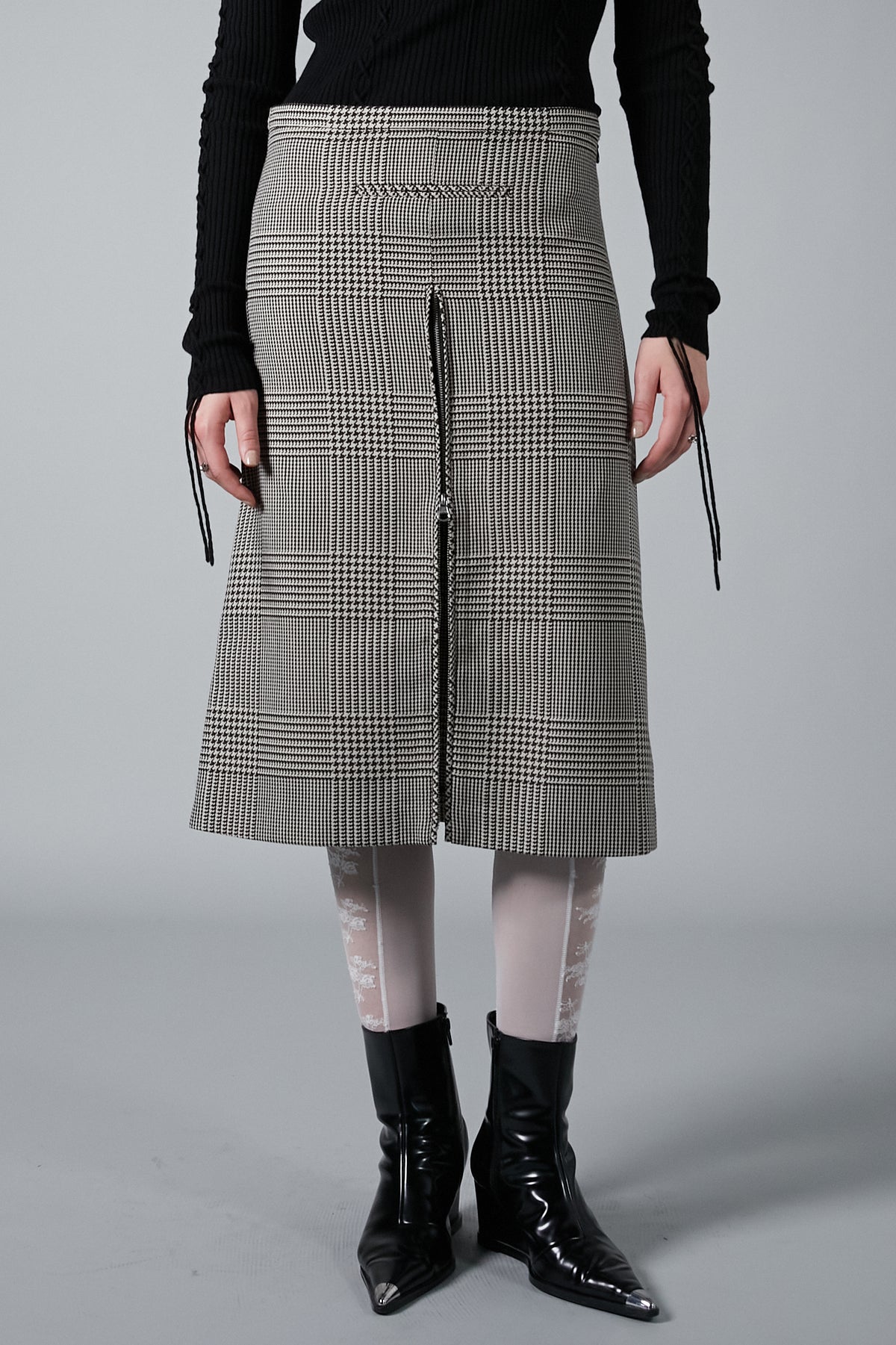 Zipped Prince Of Wales Skirt - SALE