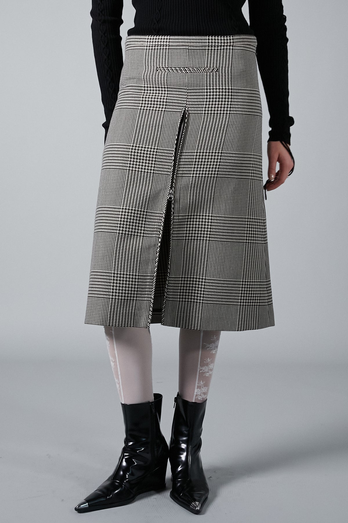 Zipped Prince Of Wales Skirt - SALE