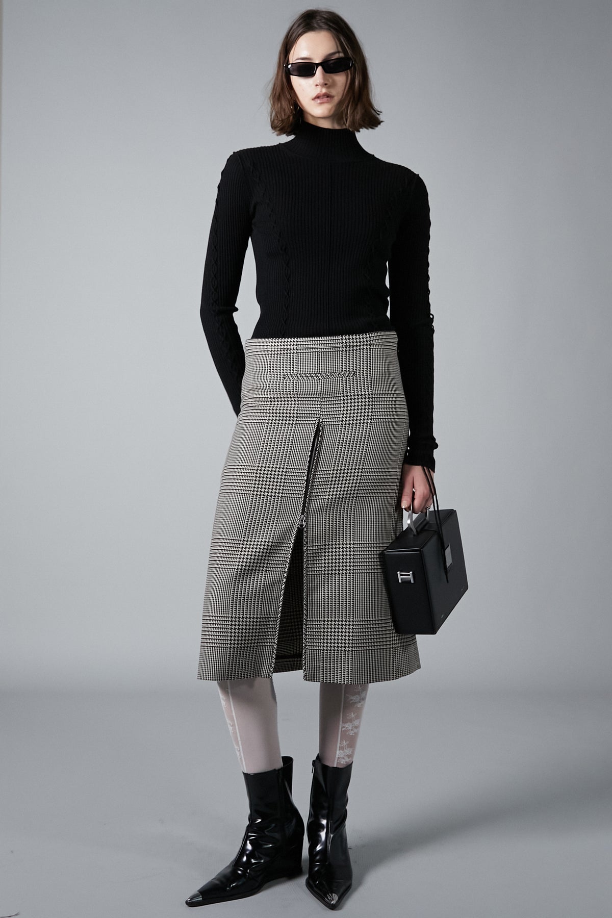 Zipped Prince Of Wales Skirt - SALE