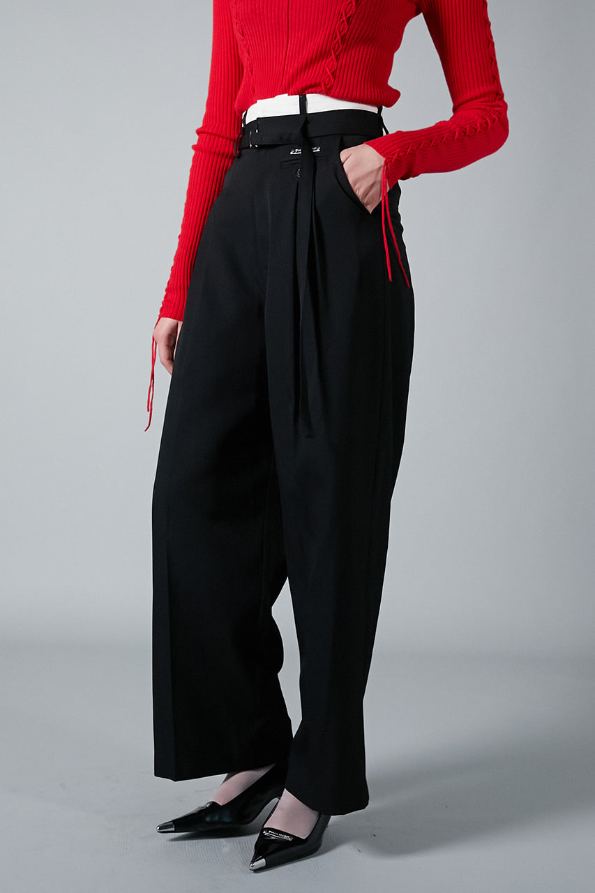 Worsted Belted Tuck Pants - SALE