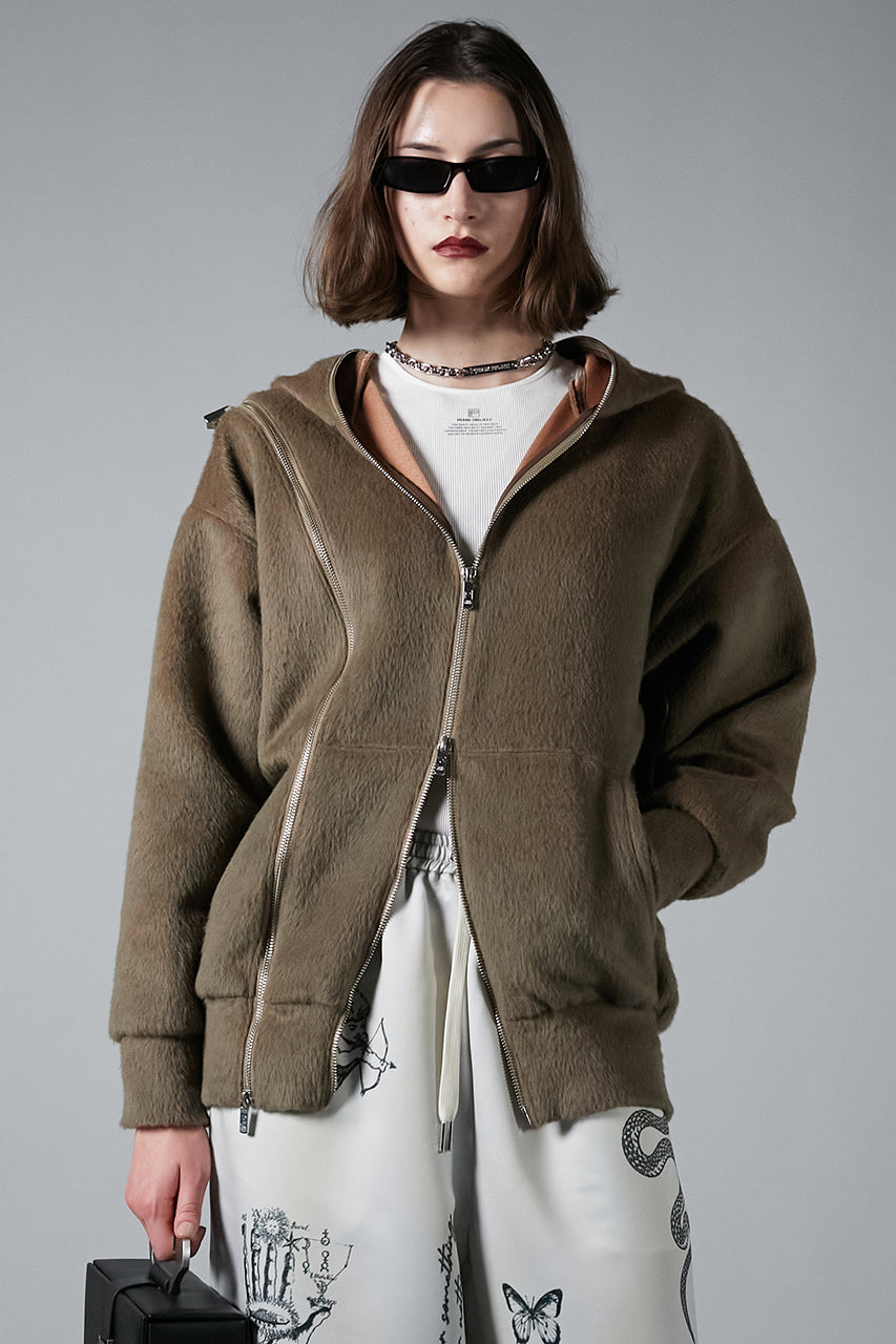 Double Zip Shaggy Hoodie - SALE