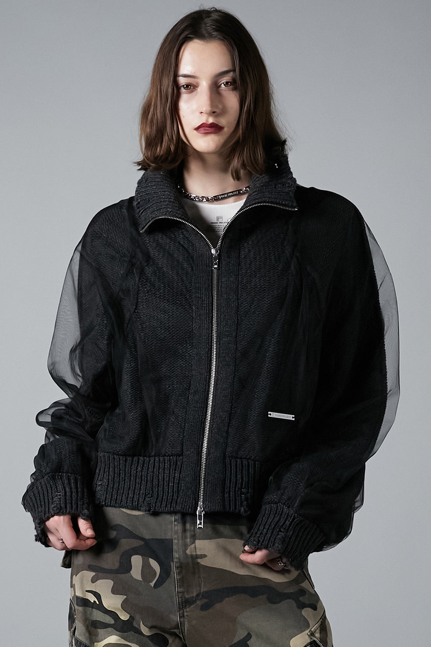 売上実績NO.1 Tulle SALE - Knit Zip-Up Layered トップス