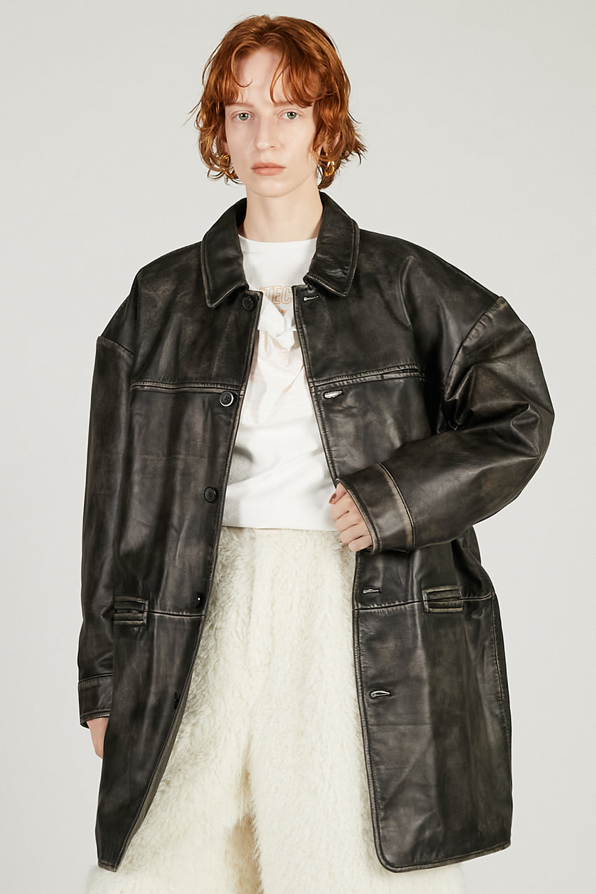 Padded Leather Car Coat - SALE