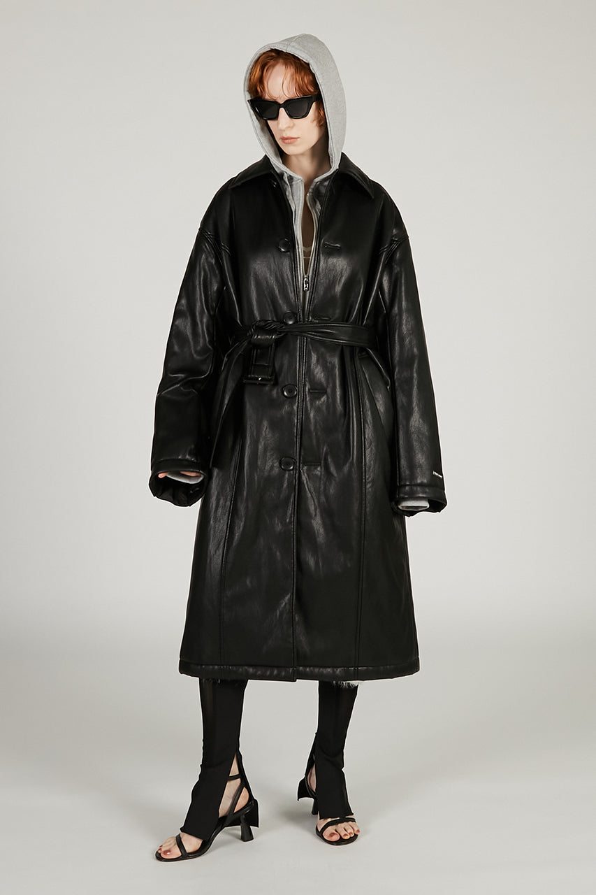 Vegan Leather Overlong Coat