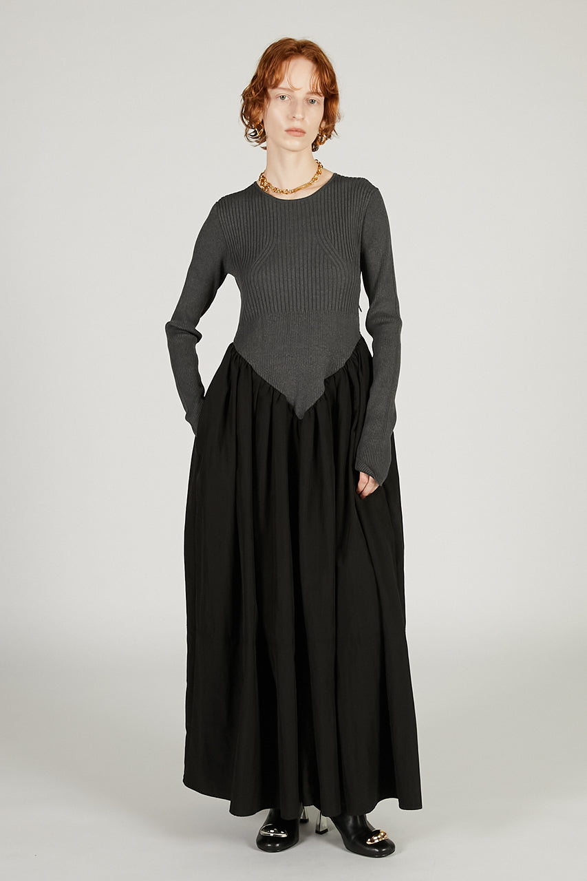 Knit Combination Long Dress