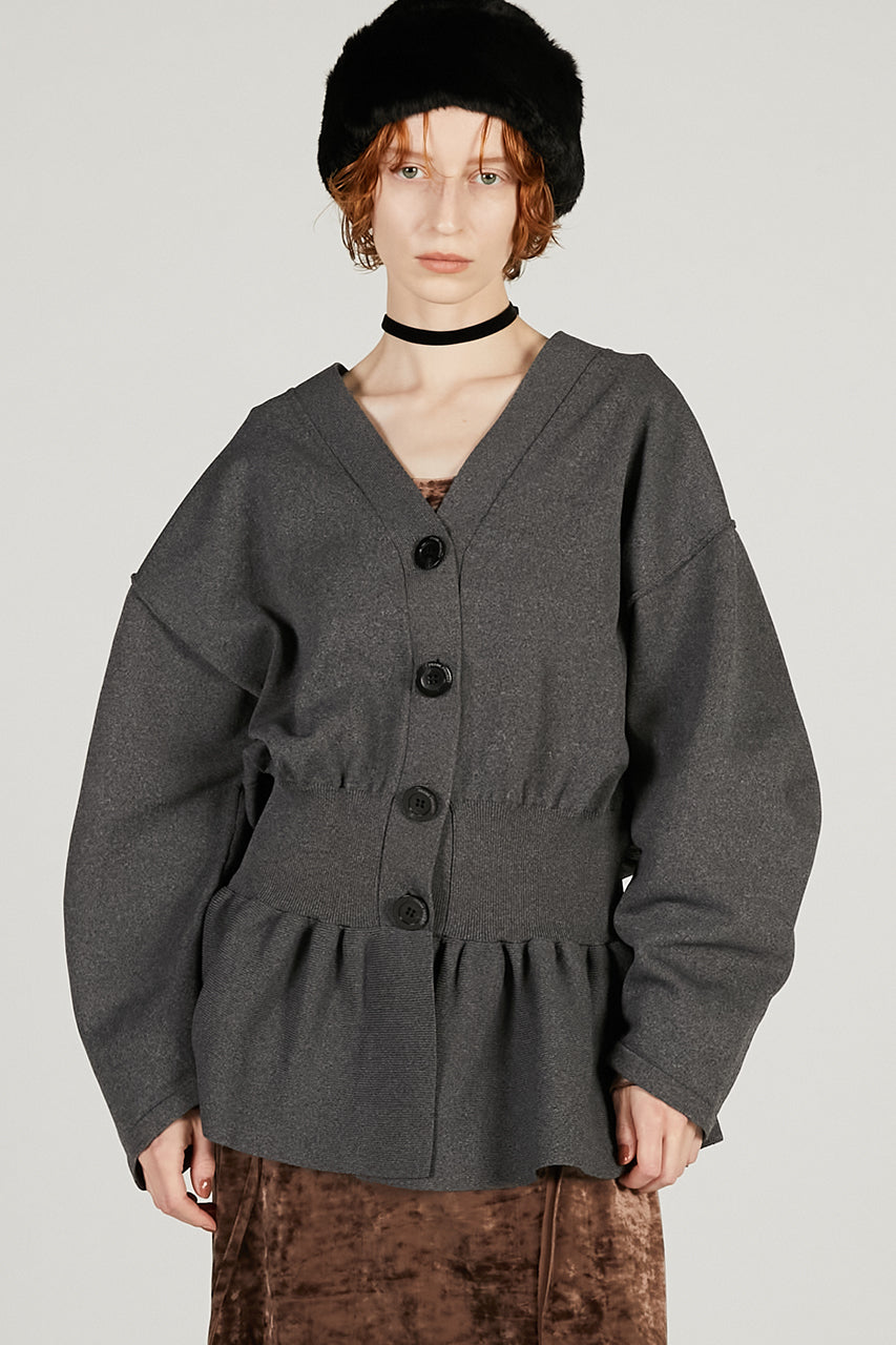 Cocoon Sleeve Peplum Knit Cardigan