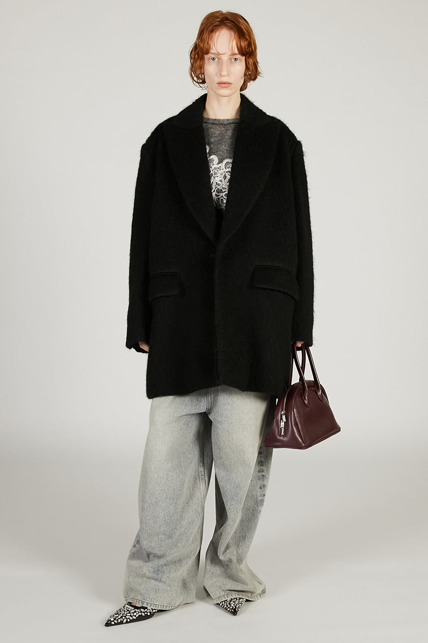 Mohair Shaggy Tailored Coat