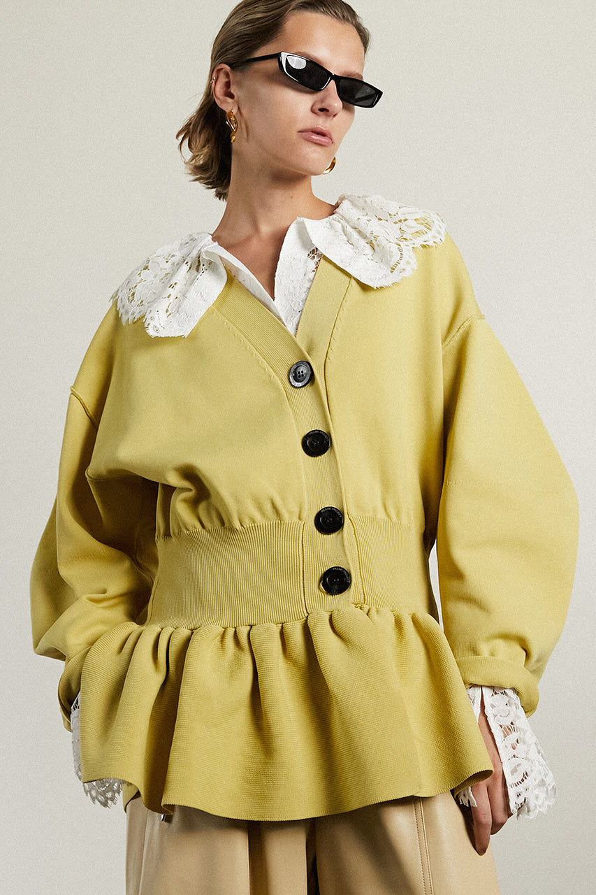 Cocoon Sleeve Peplum Knit Cardigan - SALE