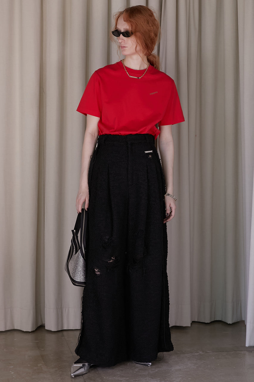 Tweed Damaged Volumenous Wide Pants