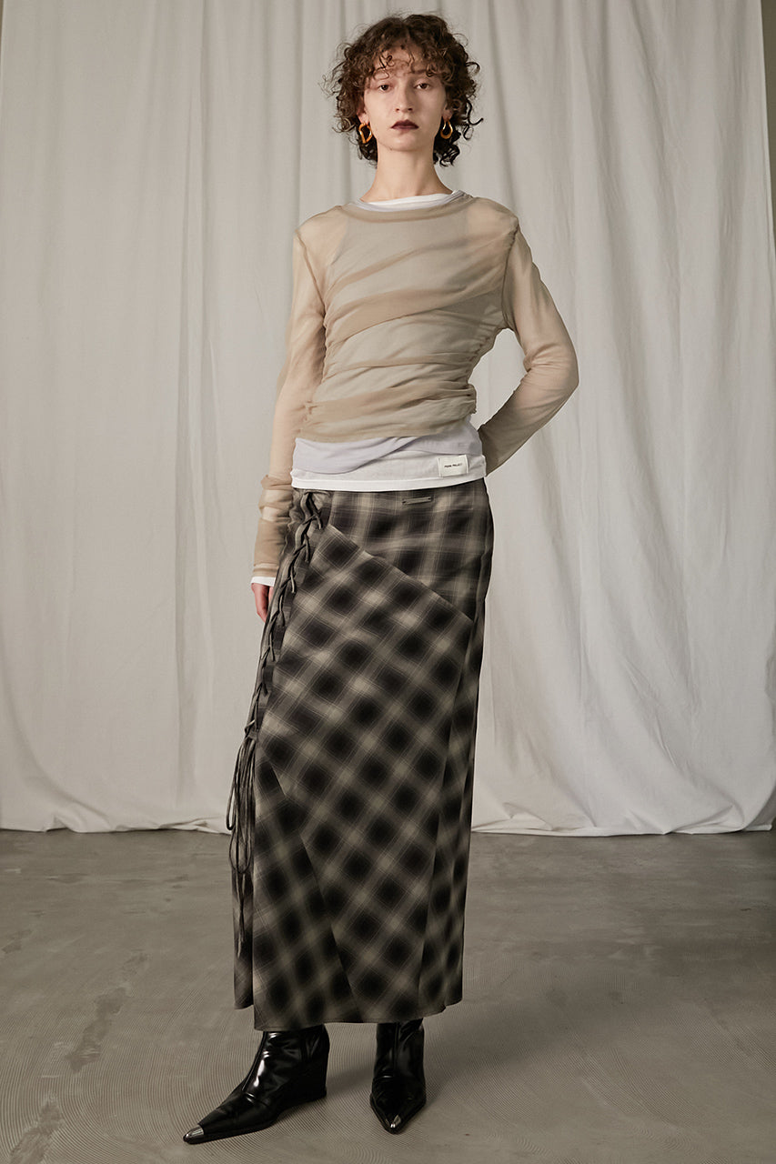 Multi Check Lace-Up Skirt