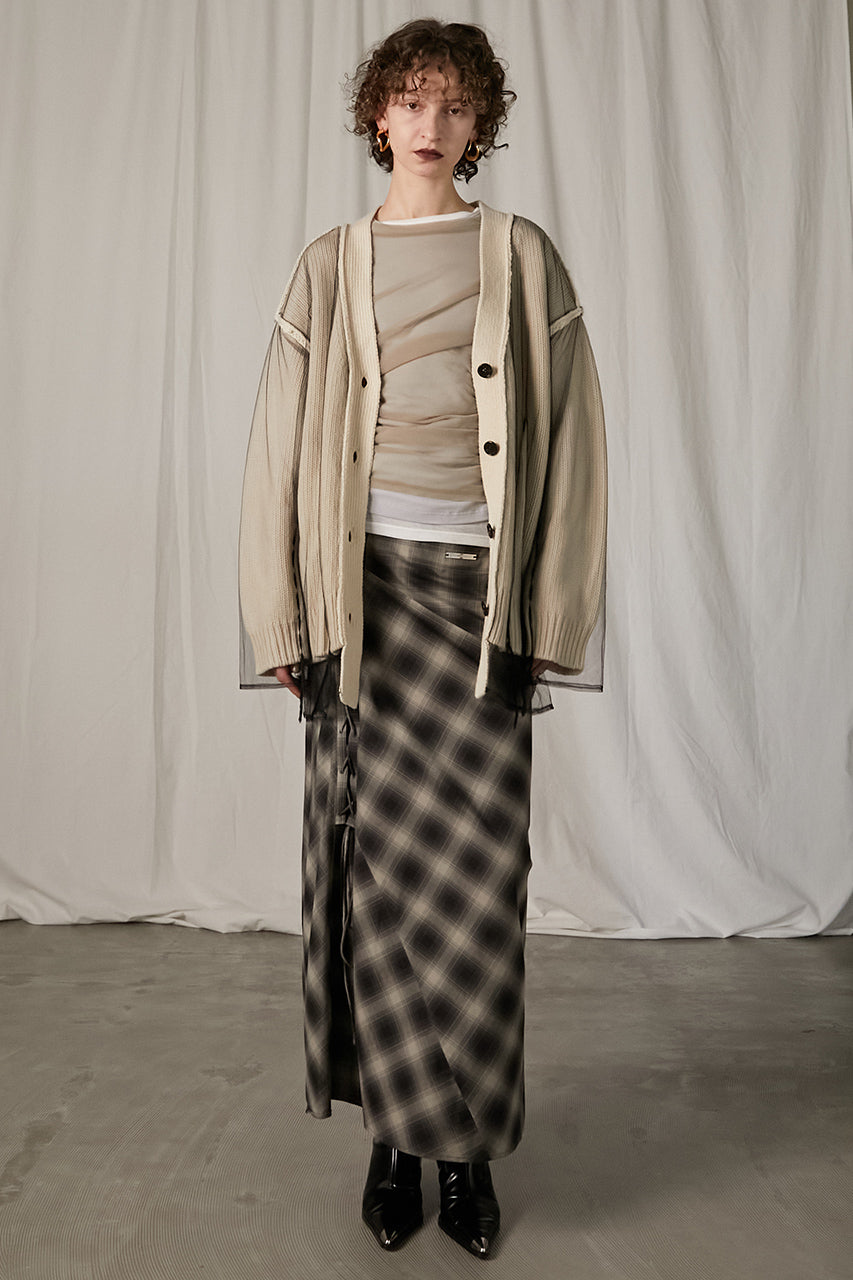 Multi Check Lace-Up Skirt