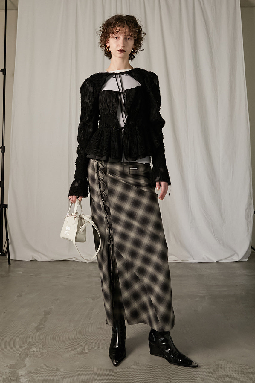 Multi Check Lace-Up Skirt