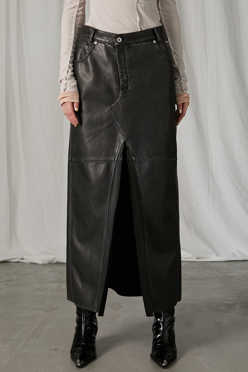 Vegan Leather Slit Skirt - SALE