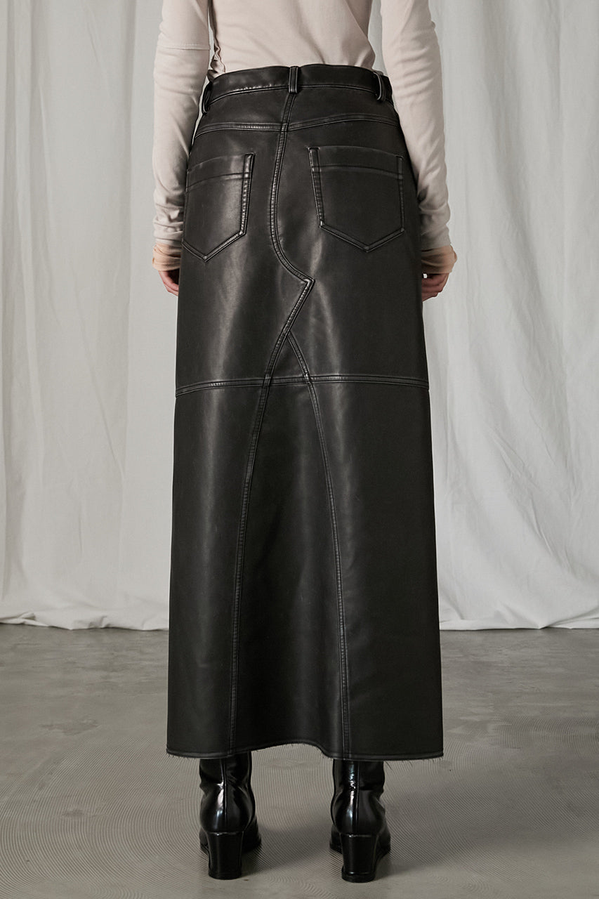 Vegan Leather Slit Skirt - SALE