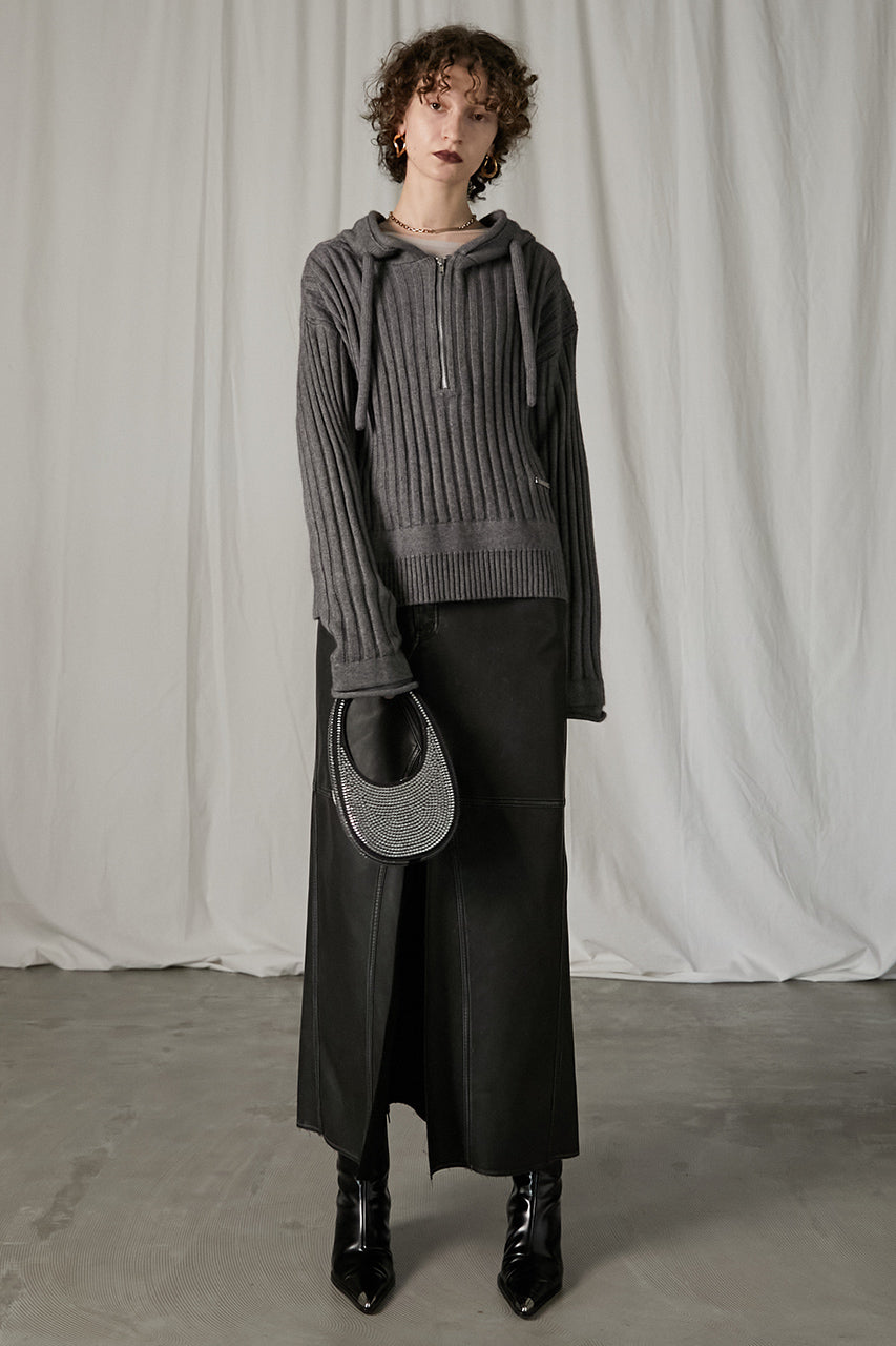 Vegan Leather Slit Skirt - SALE