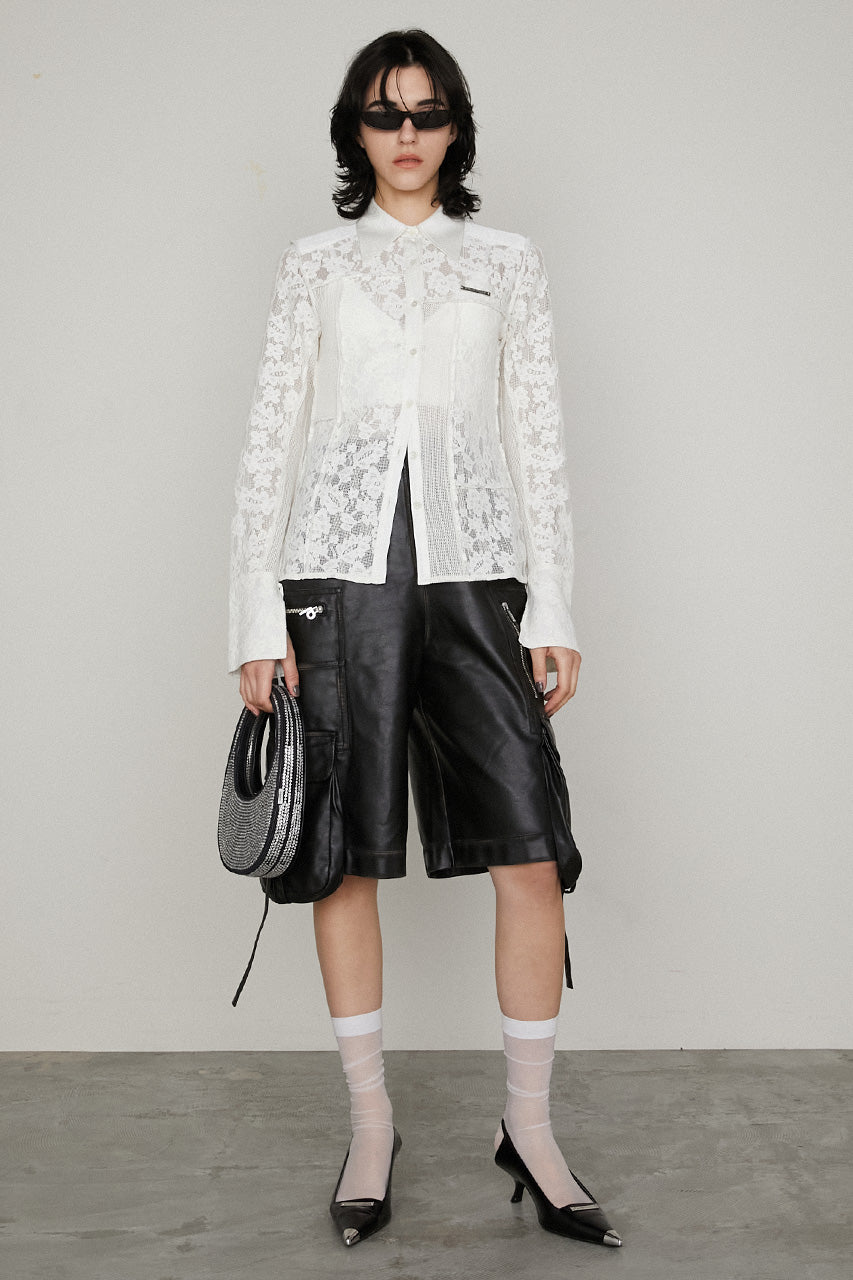 Leather Cargo Shorts