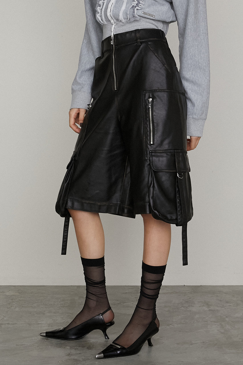 Leather Cargo Shorts
