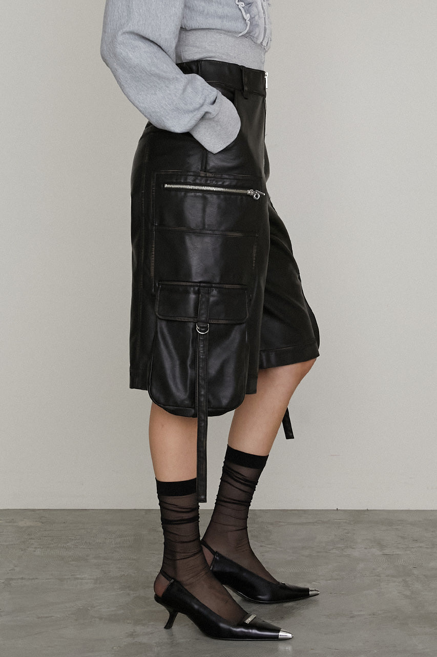 Leather Cargo Shorts
