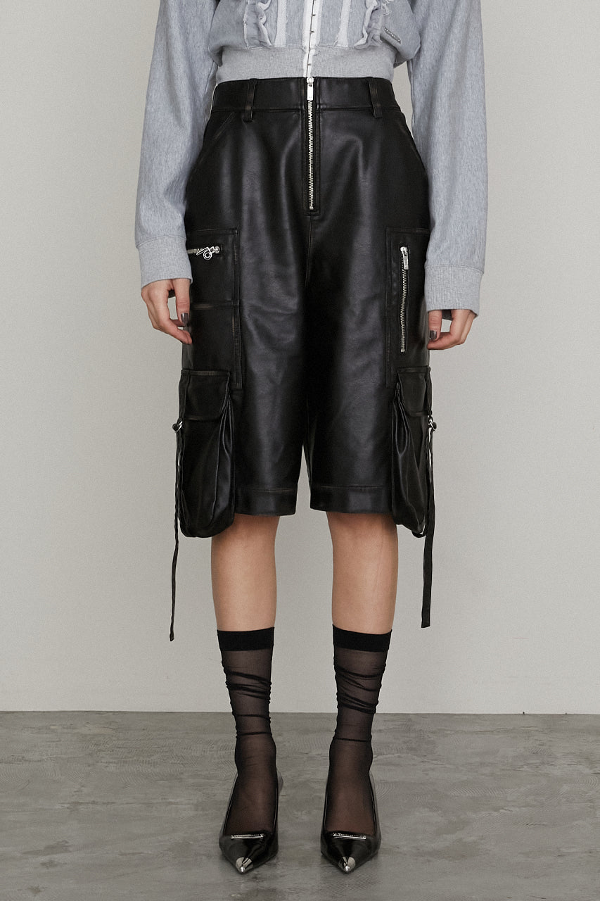 Leather Cargo Shorts