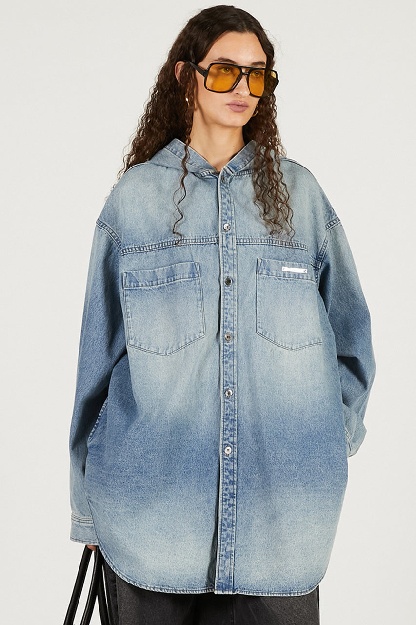 Denim Hooded Shirt