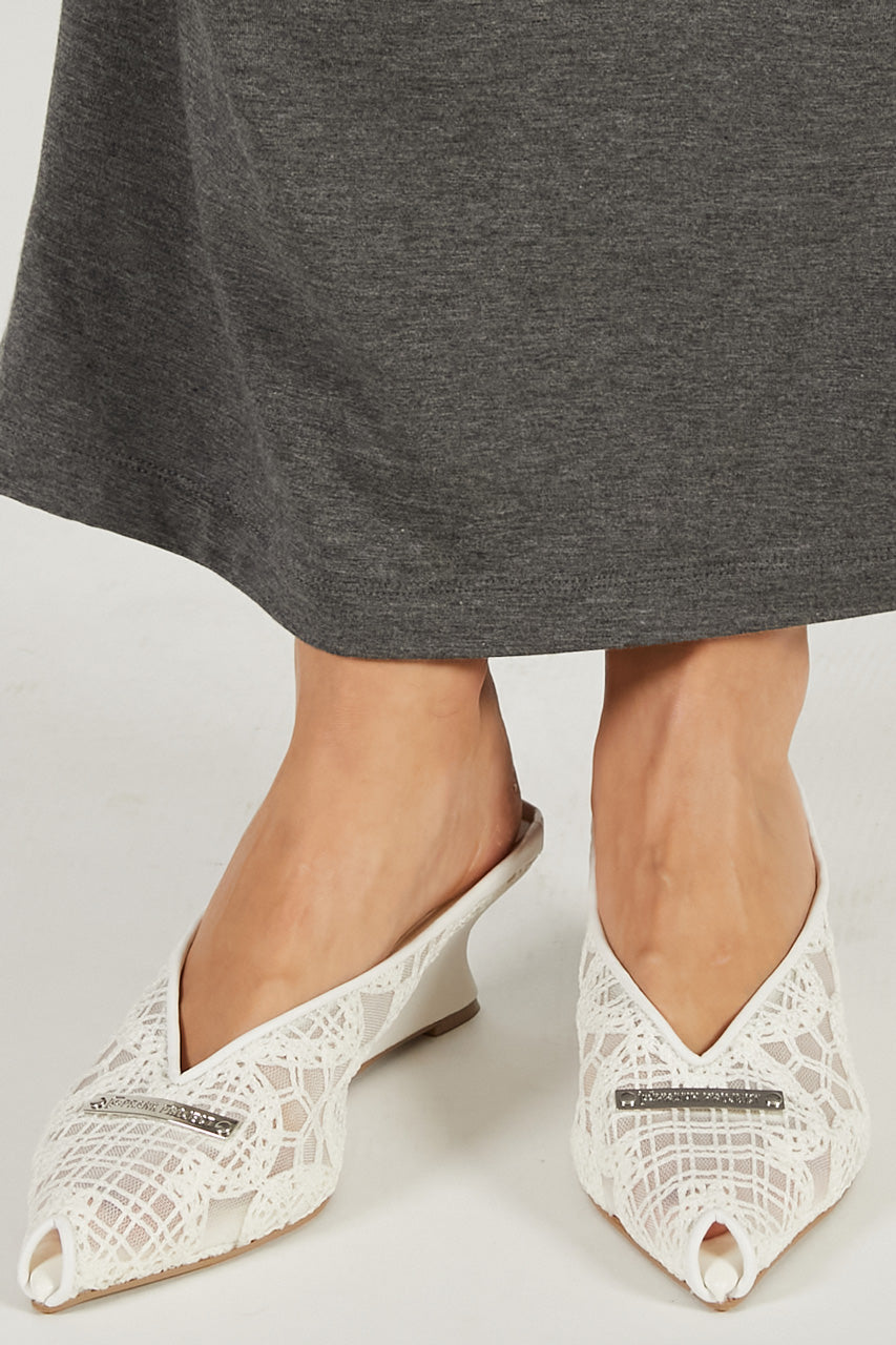 Wedge-Sole Cut Mules