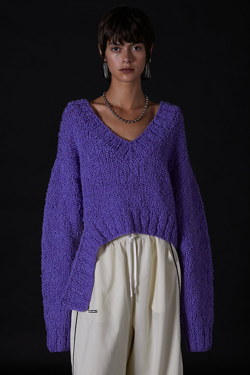 V-neck Slab Short Knit